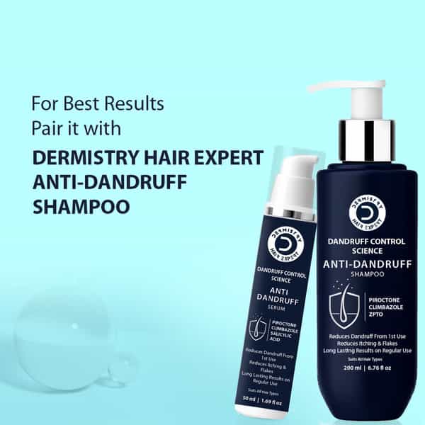 Dermistry Anti Dandruff Piroctone Climbazole Salicylic Acid Hair Serum Flakes Dry Itchy Scalp 50Ml