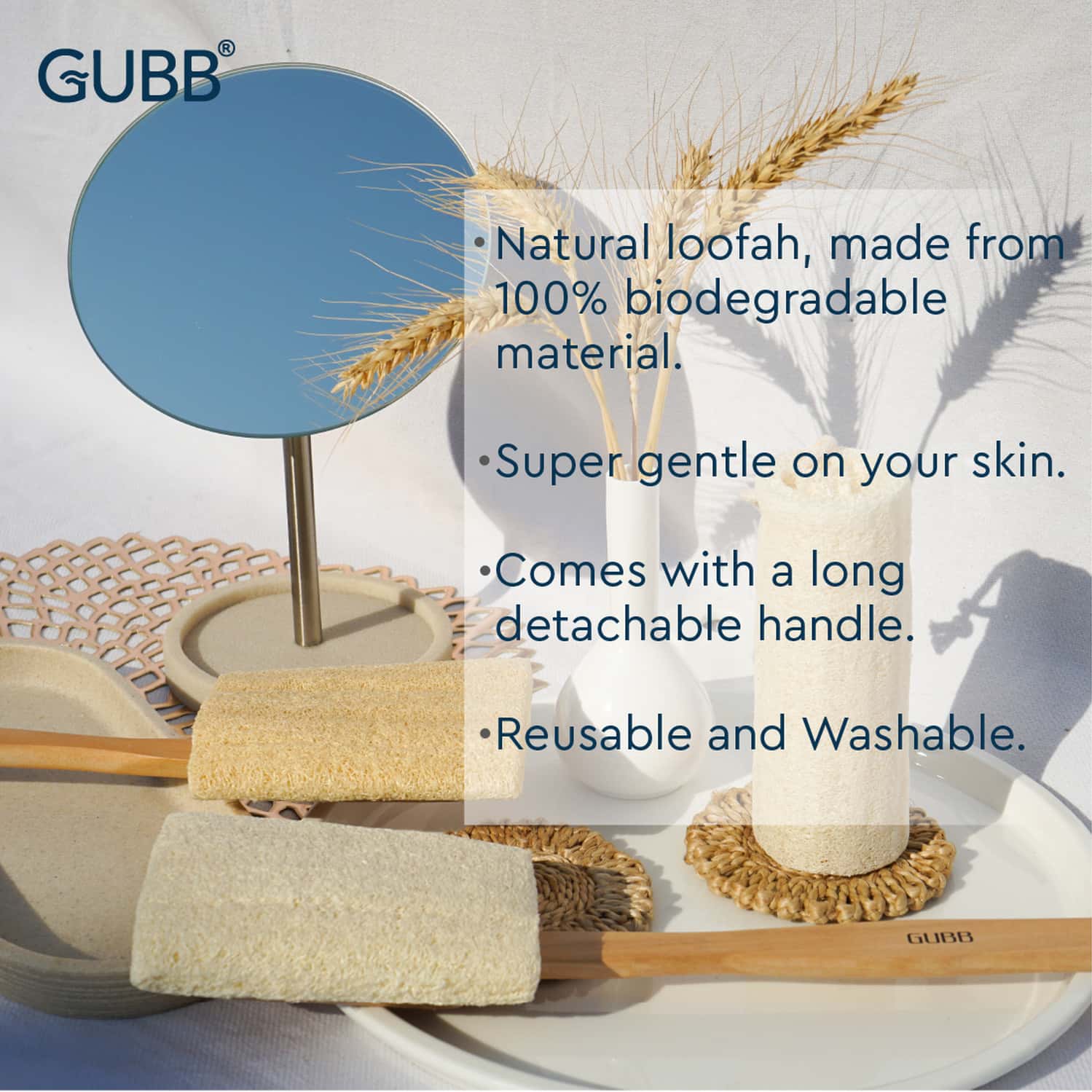 Buy GUBB NATURAL LOOFAH BRUSH WITH DETACHABLE HANDLE Online & Get Upto