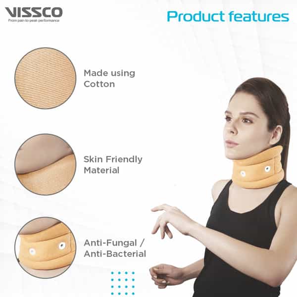 Vissco Cervical Collar Without Chin Support|Provides Support To Neck & Relieves Pain - Large(Beige)