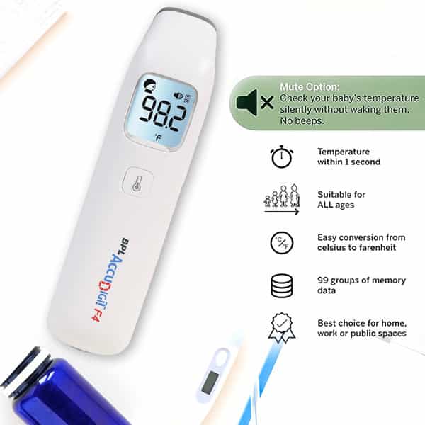 Bpl Medical Technologies Accudigit F4 Non Contact Infrared Thermometer For Adults & Kids (White)