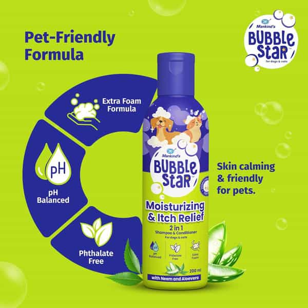 Bubblestar Neem & Aloe Vera 2 In1 Shampoo & Conditioner For Dogs & Cats 200 Ml