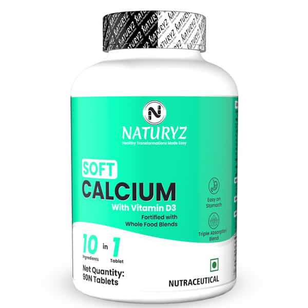 Naturyz Soft Calcium With Vitamin D3, 10 In 1 Tablet, Triple Absorption For Bone Health - 90 Tablets