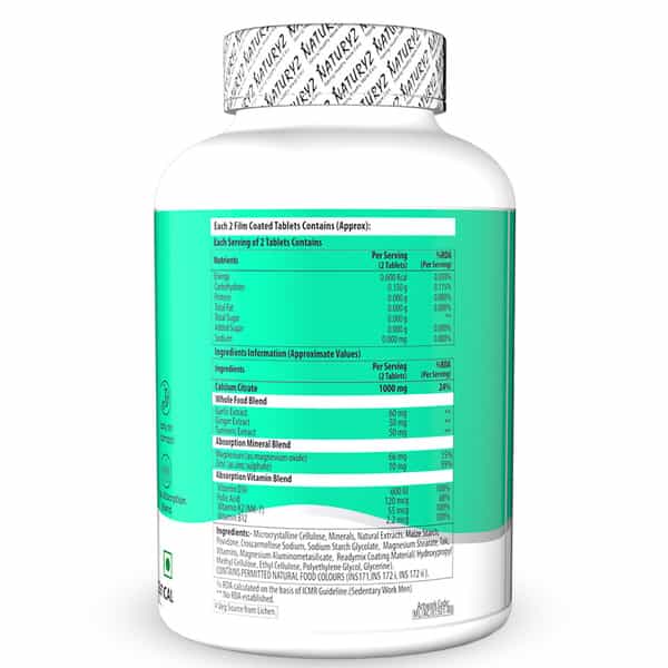 Naturyz Soft Calcium With Vitamin D3, 10 In 1 Tablet, Triple Absorption For Bone Health - 90 Tablets
