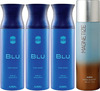 Ajmal 3 Blu Homme For Men And 1 Magnetize For Men & Women Deodorants Each 200Ml Combo Pack Of 4