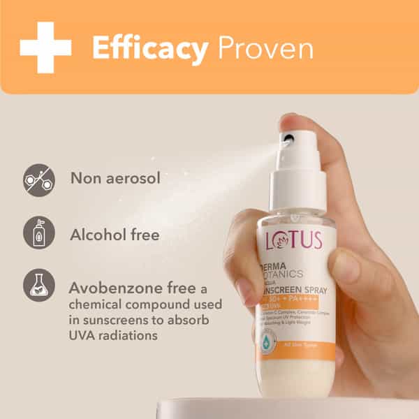 Lotus Dermabotanics 3% Vit C Complex + Ceramide Complex Uv Aqua Sunscreen Spray Spf 50 & Pa++++ 50Ml