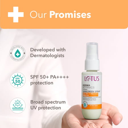 Lotus Dermabotanics 3% Vit C Complex + Ceramide Complex Uv Aqua Sunscreen Spray Spf 50 & Pa++++ 50ml