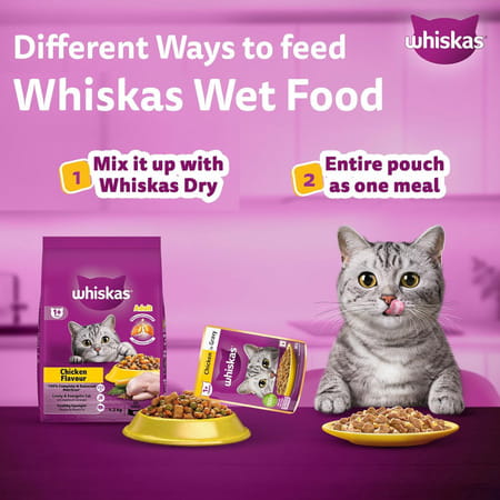 Whiskas Adult (1+ Years) Wet Cat Food | Chicken In Gravy | 80 G (pack Of 56)