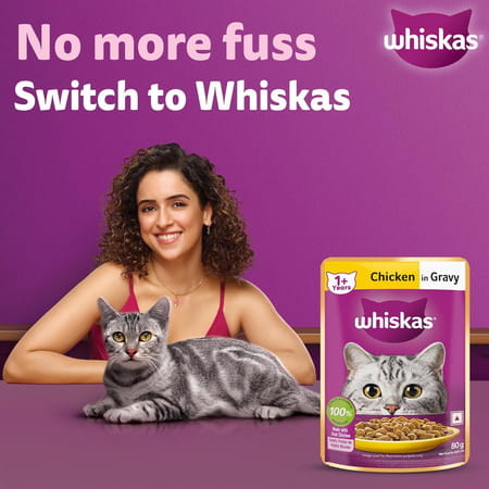 Whiskas Adult (1+ Years) Wet Cat Food | Chicken In Gravy | 80 G (Pack Of 56)