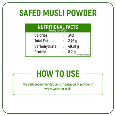 Vedapure Safed Musli Supports Vigor & Vitality -100gram