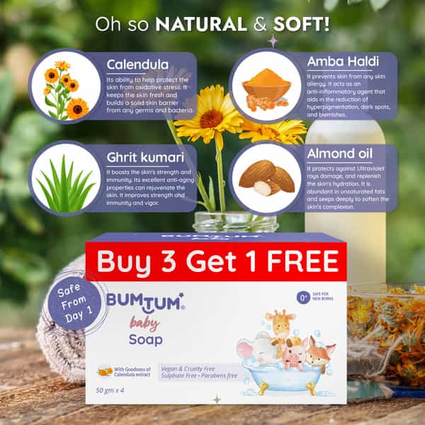 Bumtum Baby Soap With Goodness Of Calendula Extract Parabens Free Vegan & Cruelty Free Pack Of 4