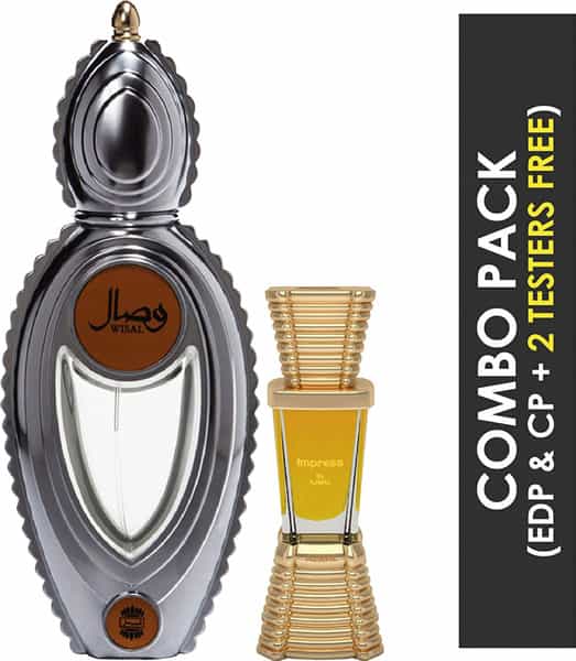 Ajmal Wisal Edp 50Ml Perfume For Women And Evoke Silver Edition Him Deodorant 200Ml For Men
