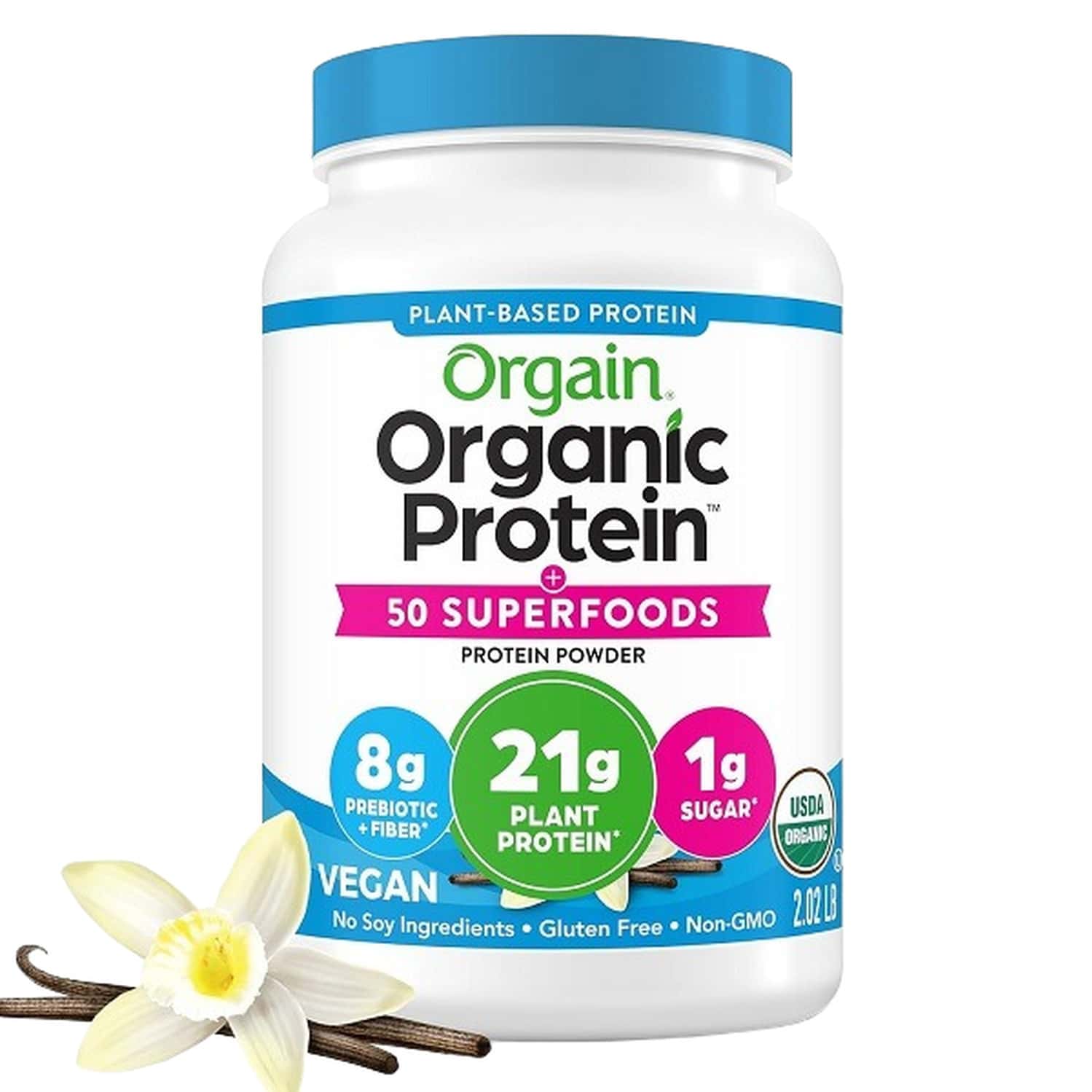 Orgain Organic Plant Based Protein Powder | Gluten Free | Vanilla Bean | 1 Count | 2.74 Pound