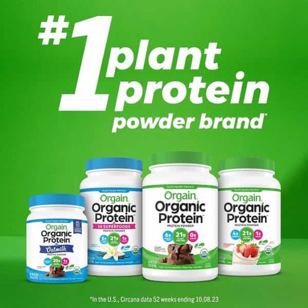 Orgain Organic Plant Based Protein Powder | Gluten Free | Vanilla Bean | 1 Count | 2.74 Pound
