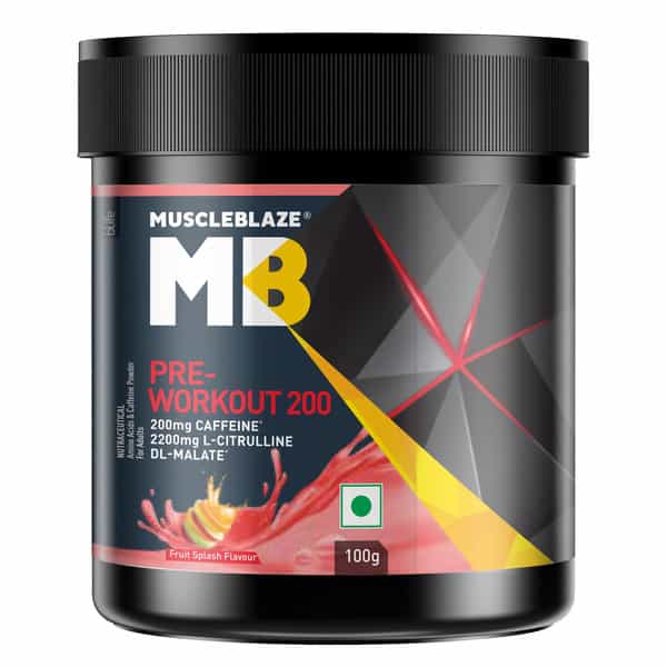 Muscleblaze Pre Workout 200 200Mg Caffeine 2200Mg Citrulline (Fruit Splash 100G 20 Servings)