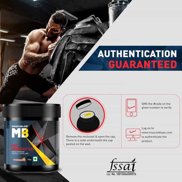 Muscleblaze Pre Workout 200 200Mg Caffeine 2200Mg Citrulline (Fruit Splash 100G 20 Servings)