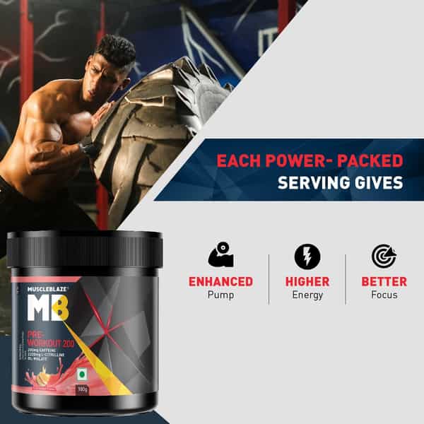 Muscleblaze Pre Workout 200 200Mg Caffeine 2200Mg Citrulline (Fruit Splash 100G 20 Servings)