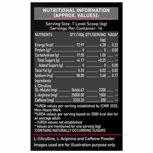 Muscleblaze Pre Workout 200 200Mg Caffeine 2200Mg Citrulline (Fruit Splash 100G 20 Servings)