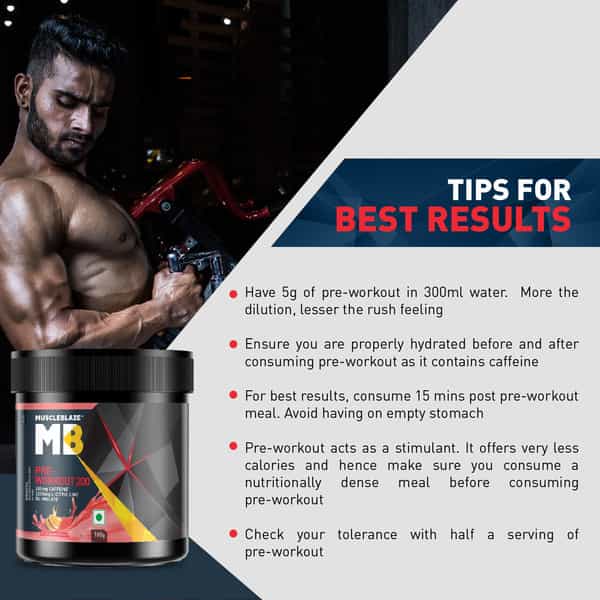 Muscleblaze Pre Workout 200 200Mg Caffeine 2200Mg Citrulline (Fruit Splash 100G 20 Servings)