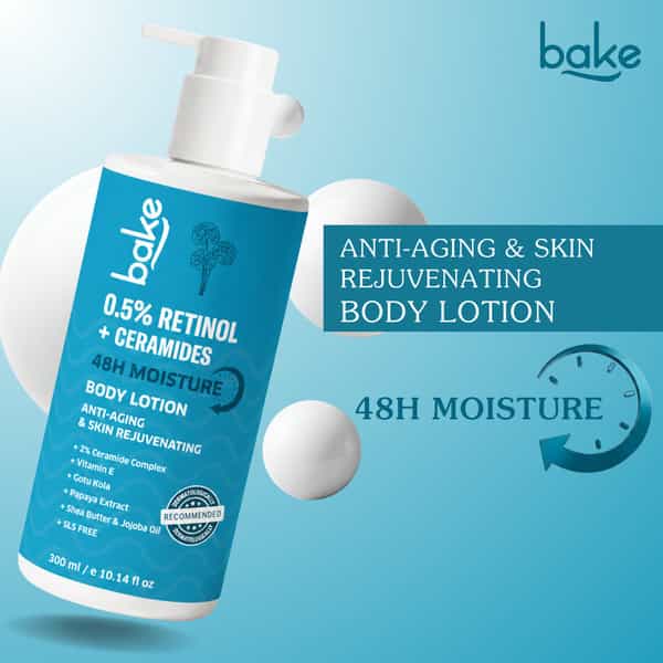 Bake0.5% Retinol + 2% Ceramide Body Lotion For Dry| Aging Skin And Reduce Fine Lines (300Ml)
