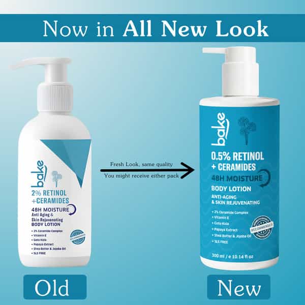 Bake0.5% Retinol + 2% Ceramide Body Lotion For Dry| Aging Skin And Reduce Fine Lines (300Ml)