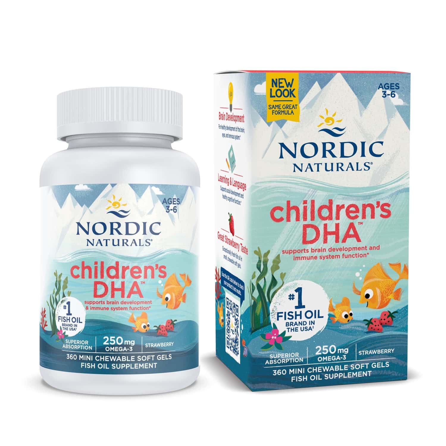 Nordic Naturals Childrens Dha For Omega 3 Artic Cod Liver Fish Oil For Kids 250mg 360 Mini Softgels