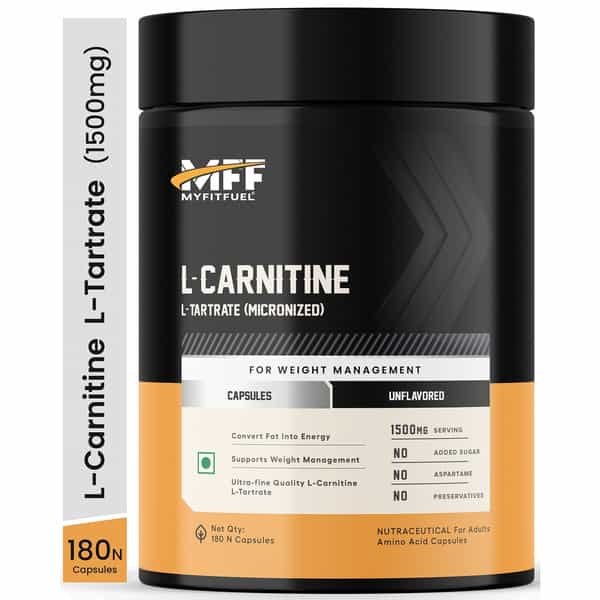 Myfitfuel L-Carnitine L-Tartrate (1500Mg) 180 Capsules| Fat Loss | Weight Management