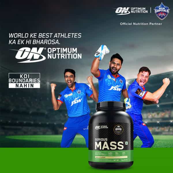 Optimum Nutrition (On) Serious Mass High Protein High Calorie Weight Gainer Powder-3 Kg Vanilla