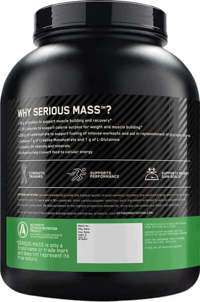Optimum Nutrition (On) Serious Mass High Protein High Calorie Weight Gainer Powder-3 Kg Vanilla
