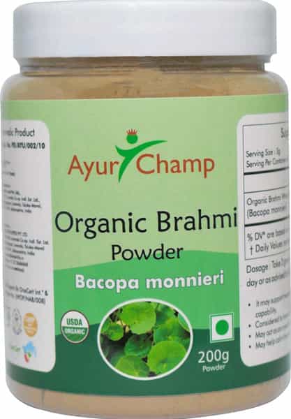 Ayur Champ - Pack Of 2 -Organic Brahmi Powder (Bacopa Monnieri) Hair Care | Memory Support - 200G