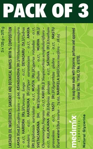 Medimix Ayurvedic Naturalglycerine And Lakshadi Oil Bathing Soap - 3X125g (Super Saver Pack)