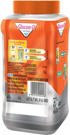 Glucon-D Tangy Orange With 3 Benefits Of Energy | Recovery | And Immunity | 1 Kg | Jar