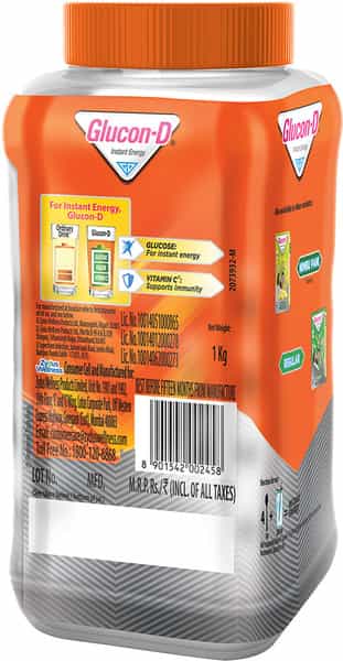 Glucon-D Tangy Orange With 3 Benefits Of Energy | Recovery | And Immunity | 1 Kg | Jar