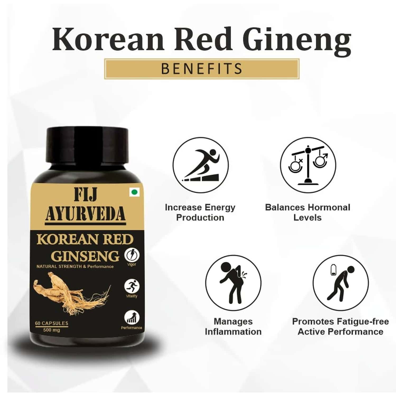 Buy FIJ AYURVEDA KOREAN RED GINSENG ROOT EXTRACT STRENGTH, STAMINA