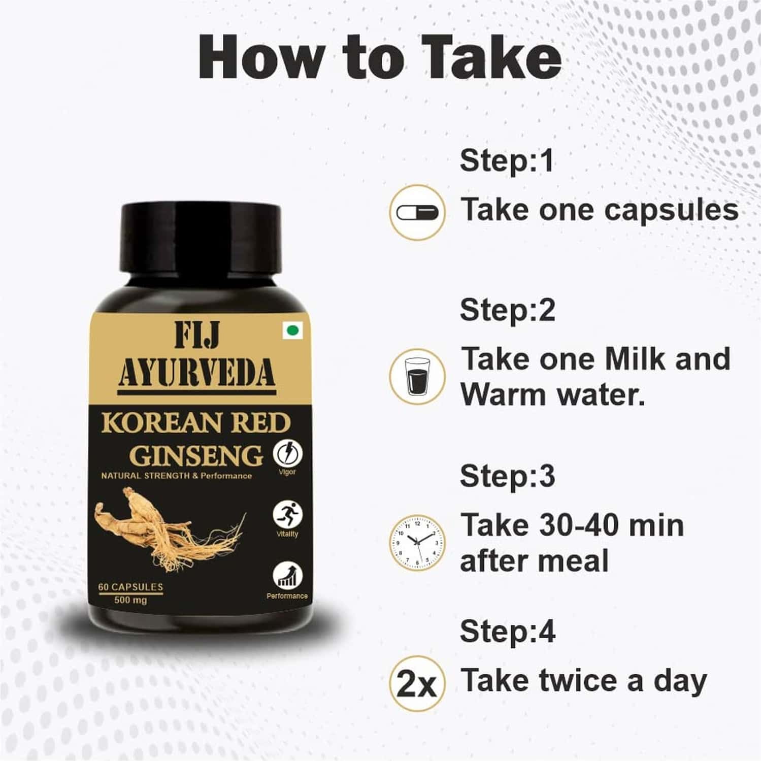 Buy FIJ AYURVEDA KOREAN RED GINSENG ROOT EXTRACT STRENGTH, STAMINA