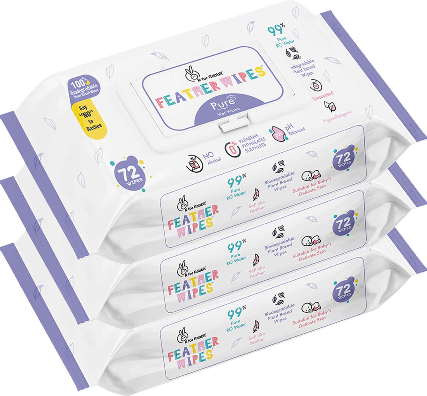 R For Rabbit Feather Pure Baby Wipes (Combo Of 3)
