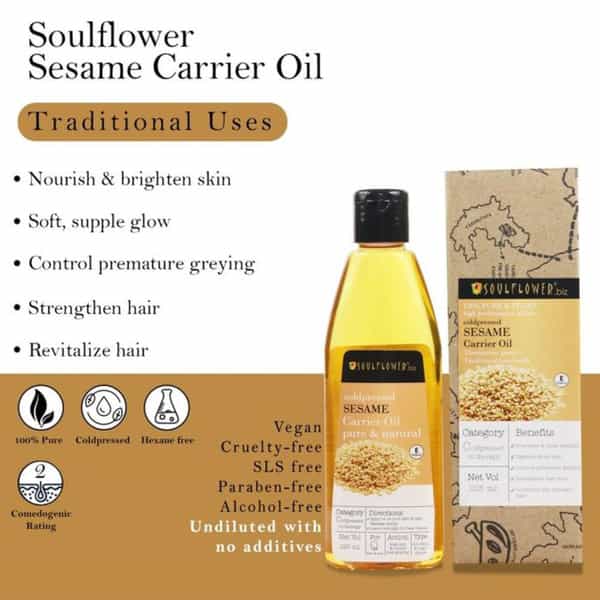 Soulflower Coldpressed Sesame Carrier Oil 225Ml