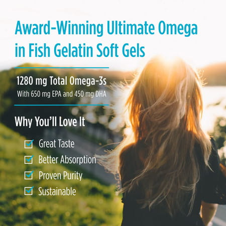 Nordic Naturals Ultimate Omega 3 Fish Oil In Fish Gelatin 1280mg Omega 3 & Epa & Dha 60 Softgel