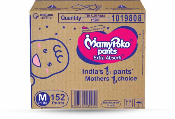 Mamypoko Pants Extra Absorb Diaper - Medium Size Pack Of 152 Diapers