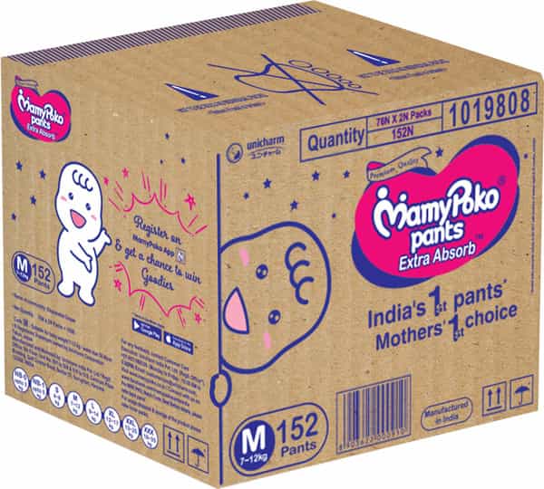Mamypoko Pants Extra Absorb Diaper - Medium Size Pack Of 152 Diapers