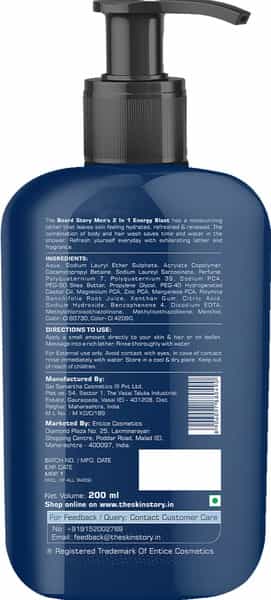 The Beard Story Men's 2-In-1 Energy Blast Hair & Body Wash 200 Ml