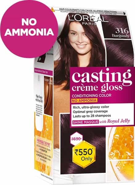 L'oreal Paris Casting Creme Gloss + 316 Burgundy (87.5G+72Ml) Hair Color Box Of 159.5 Gm