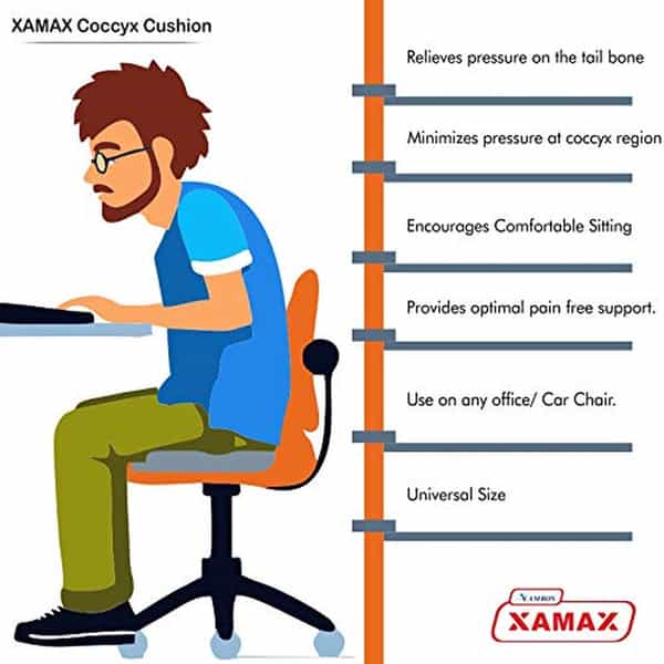 Xamax Polyurethane Coccyx Cushion | Grey