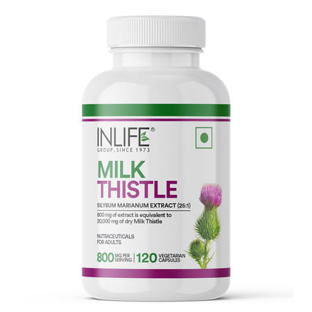 Inlife Milk Thistle Extract 800Mg | 80% Silymarin Liver Support Supplement - 120 Vegetarian Capsules