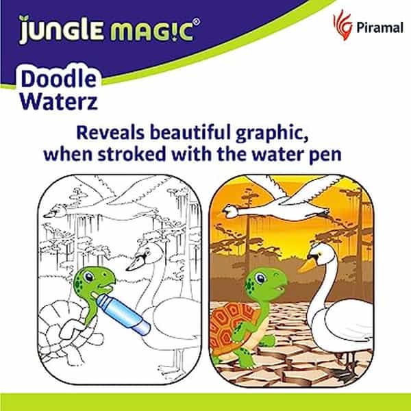 Jungle Magic Doodle Waterz - Reusable I Water Colouring Book - Panchtantra Story I Fox & Crow I Self