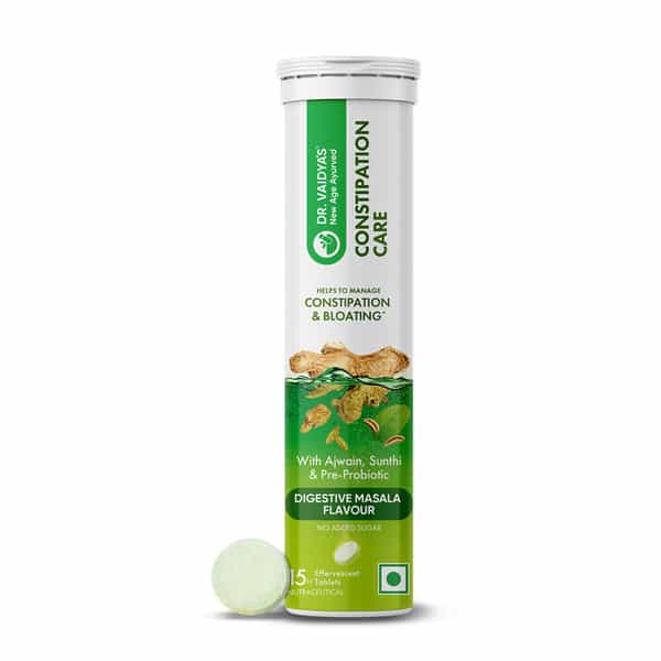Dr. Vaidya's Constipation Care Effervescent Tablets | Digestive Masala Flavour | 15N (Pack Of 1)