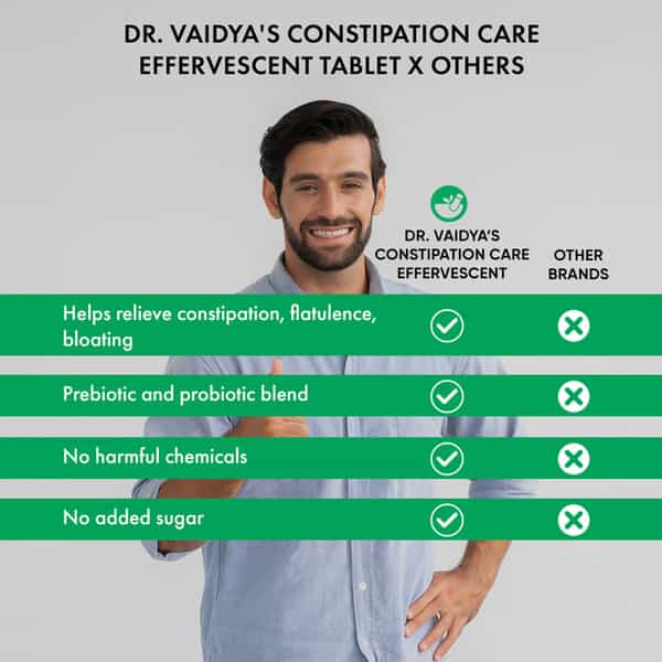 Dr. Vaidya's Constipation Care Effervescent Tablets | Digestive Masala Flavour | 15N (Pack Of 1)