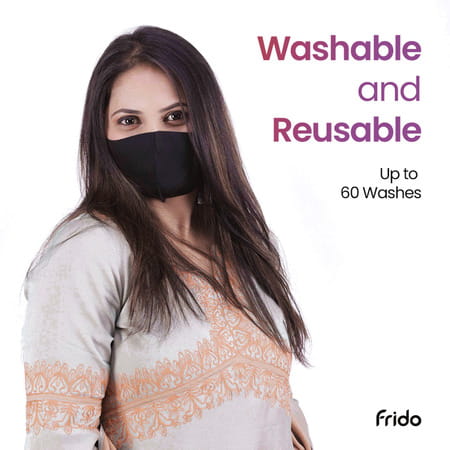 Frido Ultimate Pro Copper Treated Mask|Nose Clip|Ear Loop|Washable|Imported|Large Size Pack Of 1