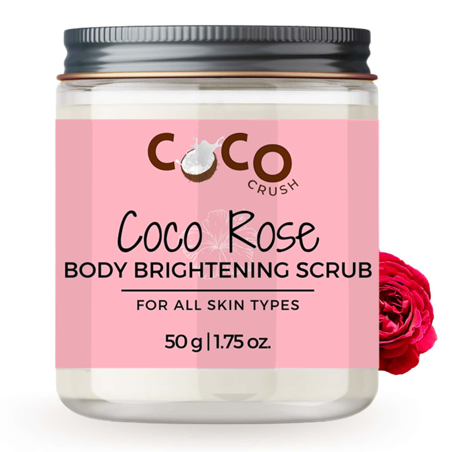 Coco Crush Rose Coconut Body Scrub For Brightening Skin | 100% Natural Scrub - 50g