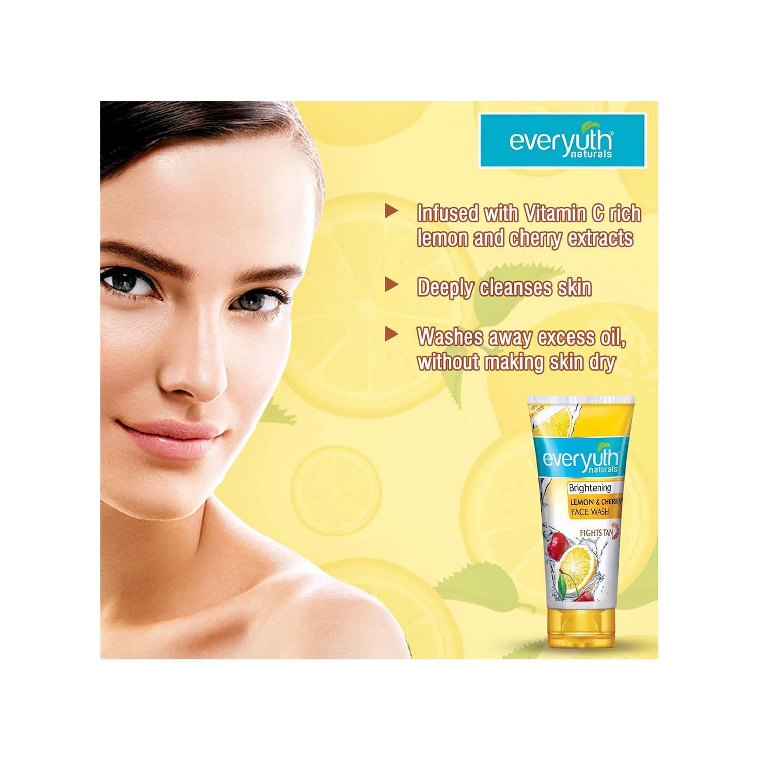 Buy EVERYUTH NATURALS BRIGHTENING LEMON & CHERRY FACE WASH TUBE OF 165 G Online & Get Upto 60