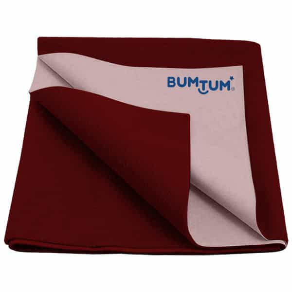 Bumtum Dry Sheet Instadry Leakproof Baby Bed Protector (Maroon | Medium Size 100*70Cm | Pack Of 1 )